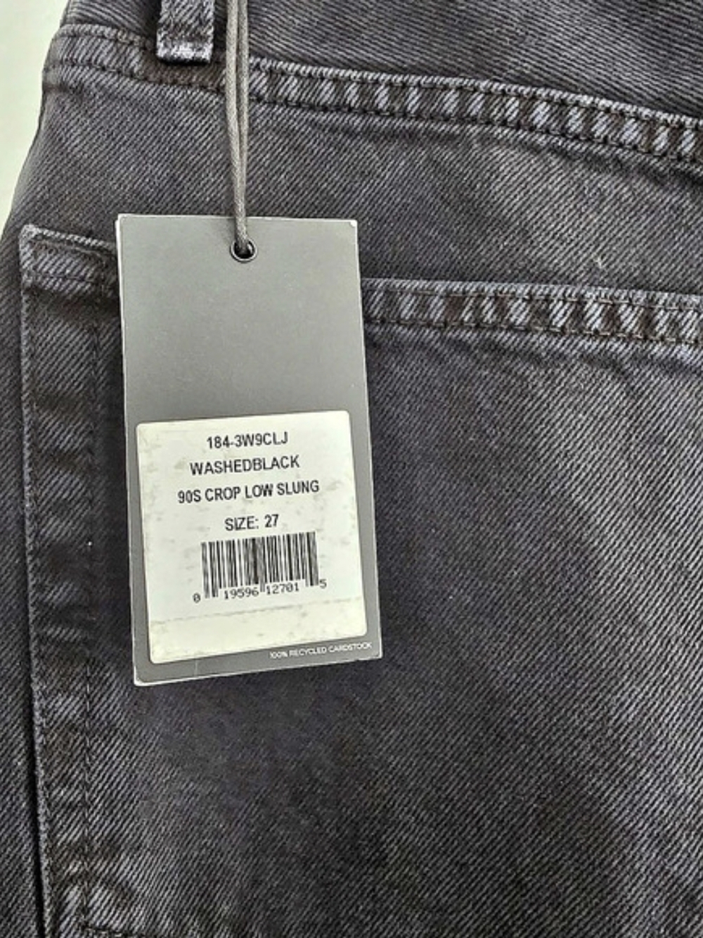 RE/DONE 90s Crop Low Slung Jeans Black Waist 27 NWT - Picture 5 of 5